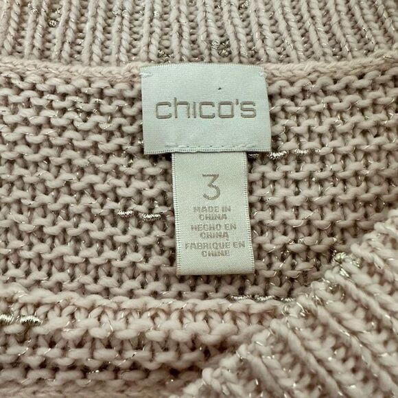 Chico’s Sweater Size 3 or XL Subtle Shine Naomi Pullover Pink Gold - Picture 4 of 8